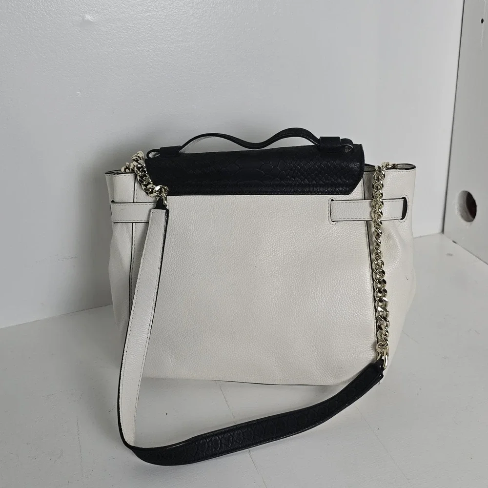 Kate Spade Cement Black Leather Shoulder Purse Chain Strap Magnetic Flap Closure
